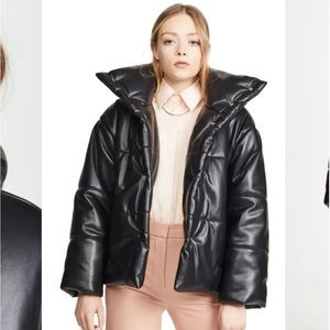 Nanushka Hide Puffer Women’s Faux Leather Jacket Black Sz. M